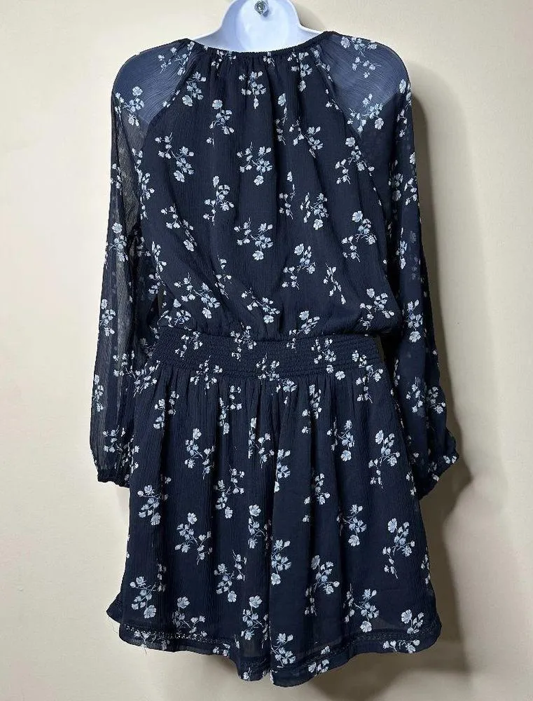 Abercrombie & Fitch Blue Long Sleeve Floral Romper Women's Medium - Image 3