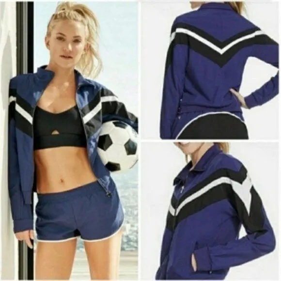 Fabletics  Augustus Striped Chevron Athletic Zip Up Bomber Jacket - Image 2