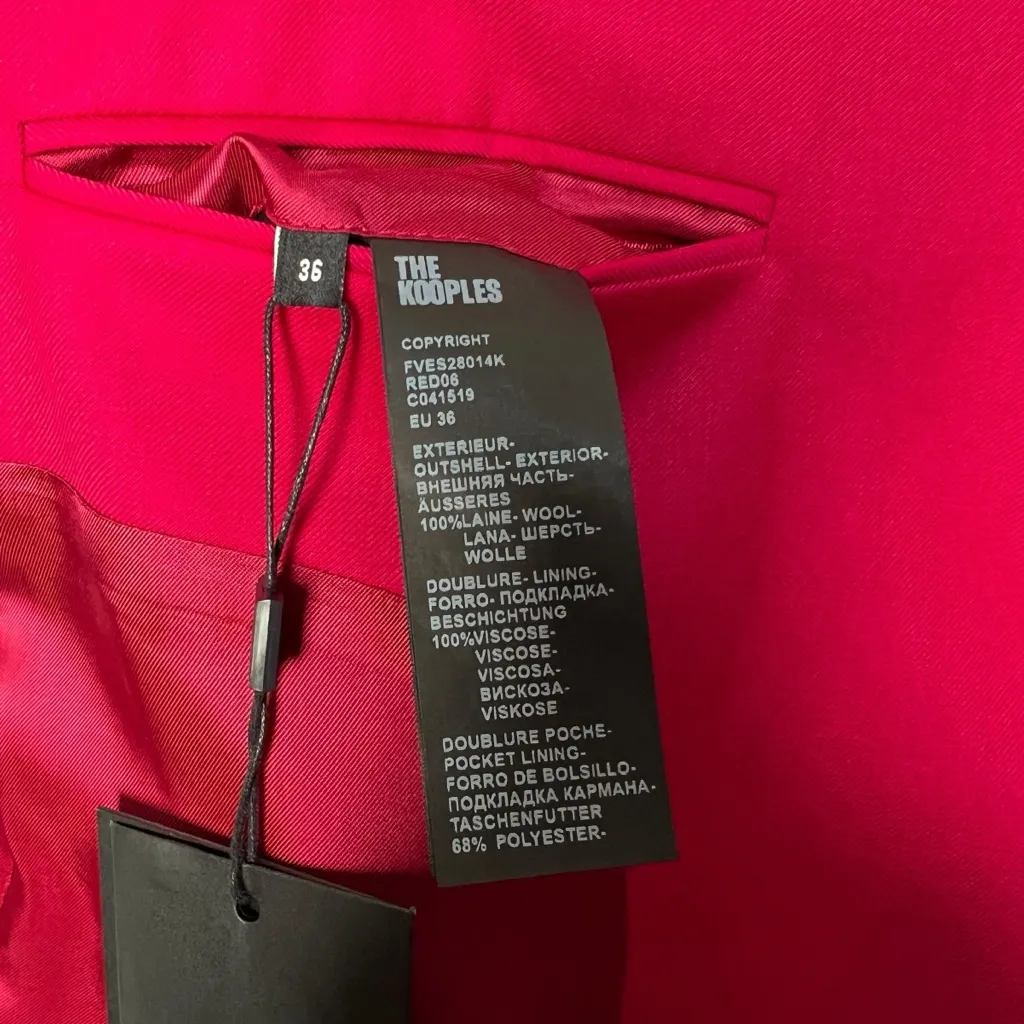 The Kooples Red Wool Two Button Women’s Blazer Size FR36 US Small 4 - Image 9