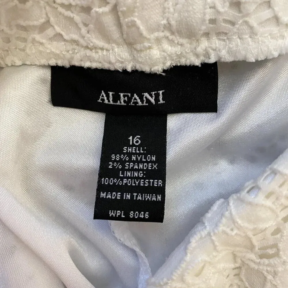 NWT Alfani Women's Size 16 Lace Elastic Waistband White Above the Knee Skirt - Image 17