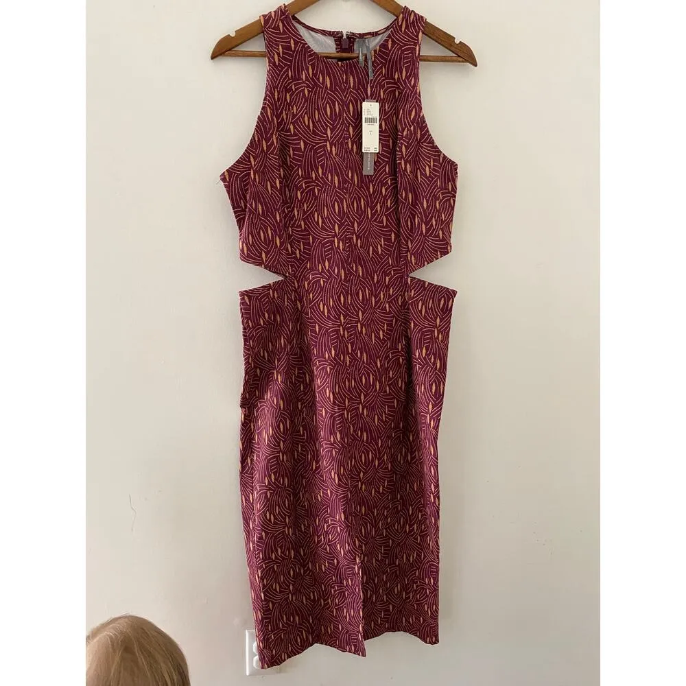 NWT By Anthropologie Sleeveless Cutout Slim Midi Dress L $170 Maroon Red Orange - Image 6