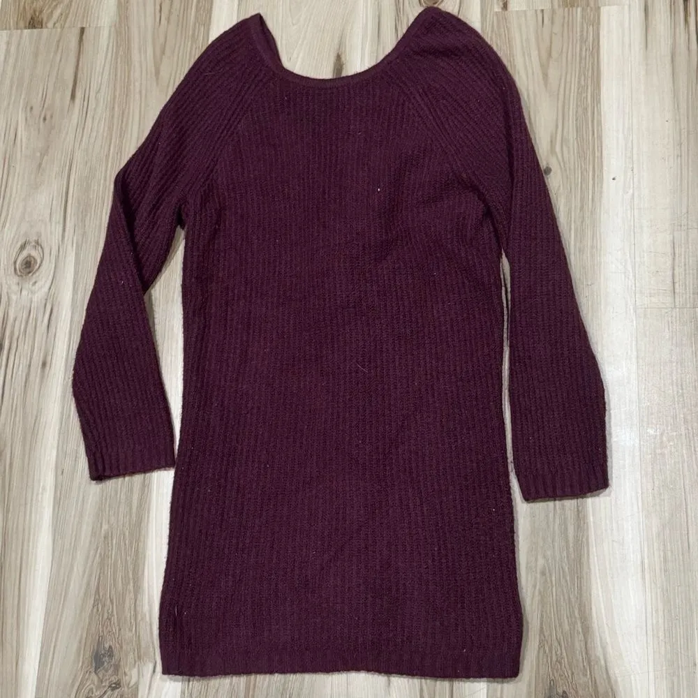 Aerie Maroon Twist Back Sweater Dress Women’s Medium - Image 6