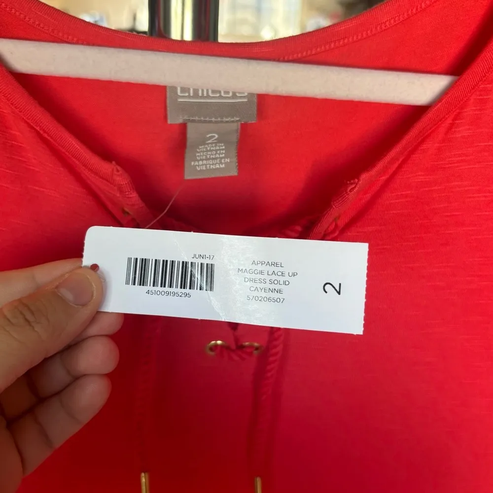 Chicos Coral Lace-Up Dress - Image 5