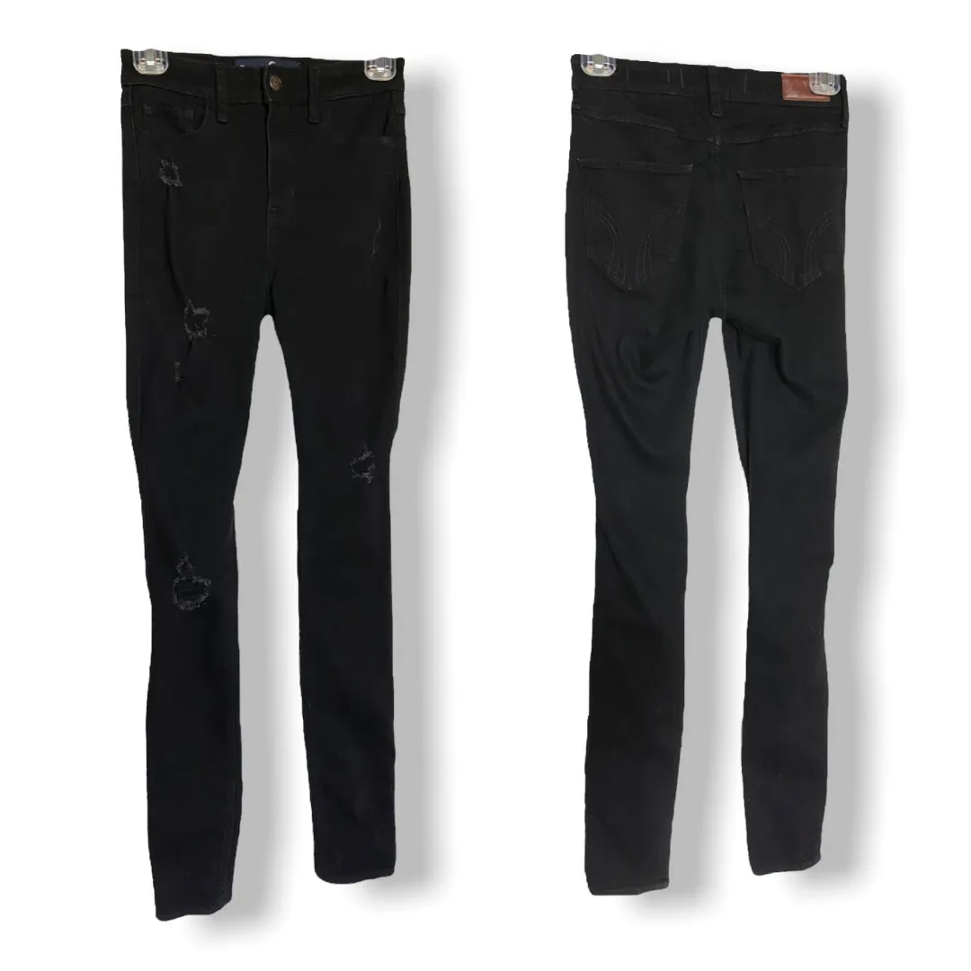 Hollister Womens Black Jeans Sz‎ 0 Long High Rise Super Skinny Distressed Ripped - Image 2