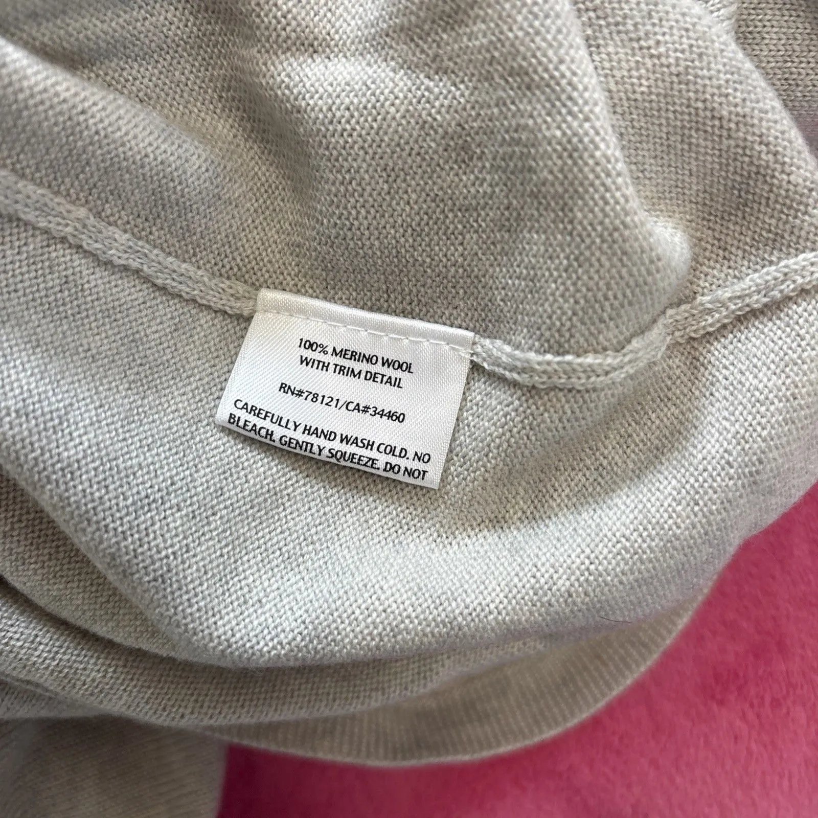 Eileen Fisher Beaded Merino Wool Tunic Sweater Dress Medium Scoop Neck Gray - Image 5