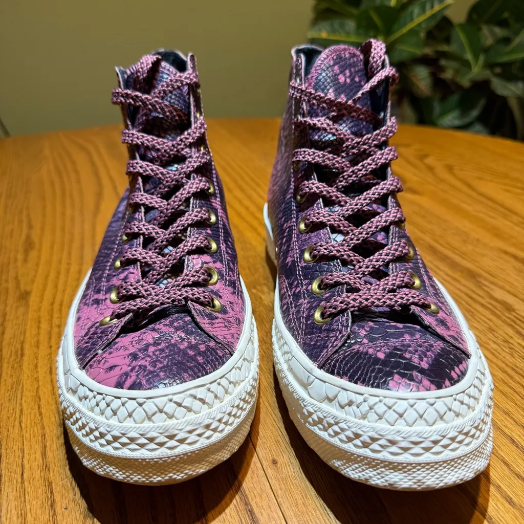 Converse Chuck 70 Hi Vintage Wine Snake Skin Leather Shoes Size 11 - Image 2