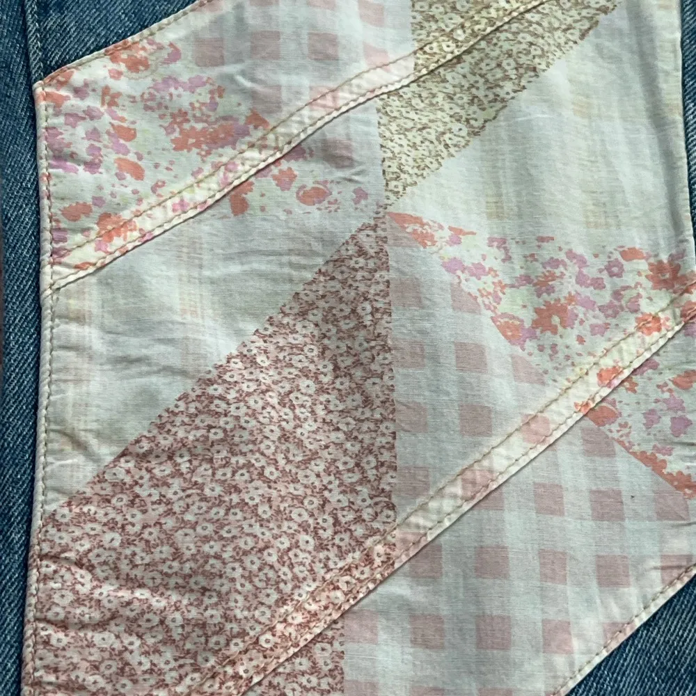 Nordstrom BP Quilted Patchwork High Rise Straight Leg Jeans | Blue/Pastel | 27 - Image 4