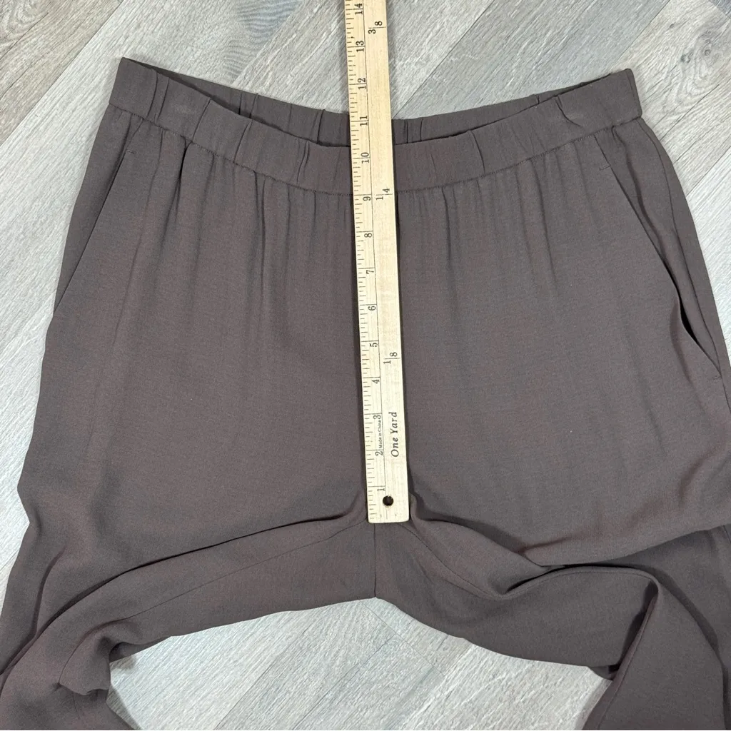 Eileen Fisher Luna Silk Georgette Crepe Slouchy Ankle Pants Mocha Taupe XS - Image 11