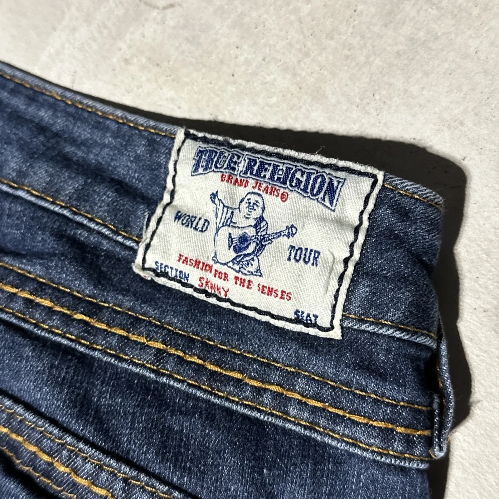 True Religion Jeans Women's SZ 32x34 Blue Denim Flap Button Pocket USA MADE Y2K - Image 5