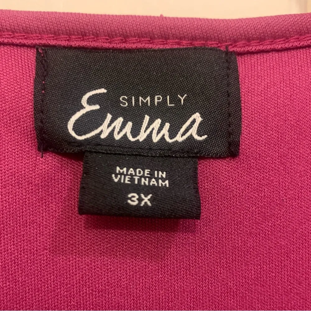 Simply Emma Laced Top w/ Underneath Tank Top Fuchsia/Purple 3X Blouse. 1891 Pink - Image 4