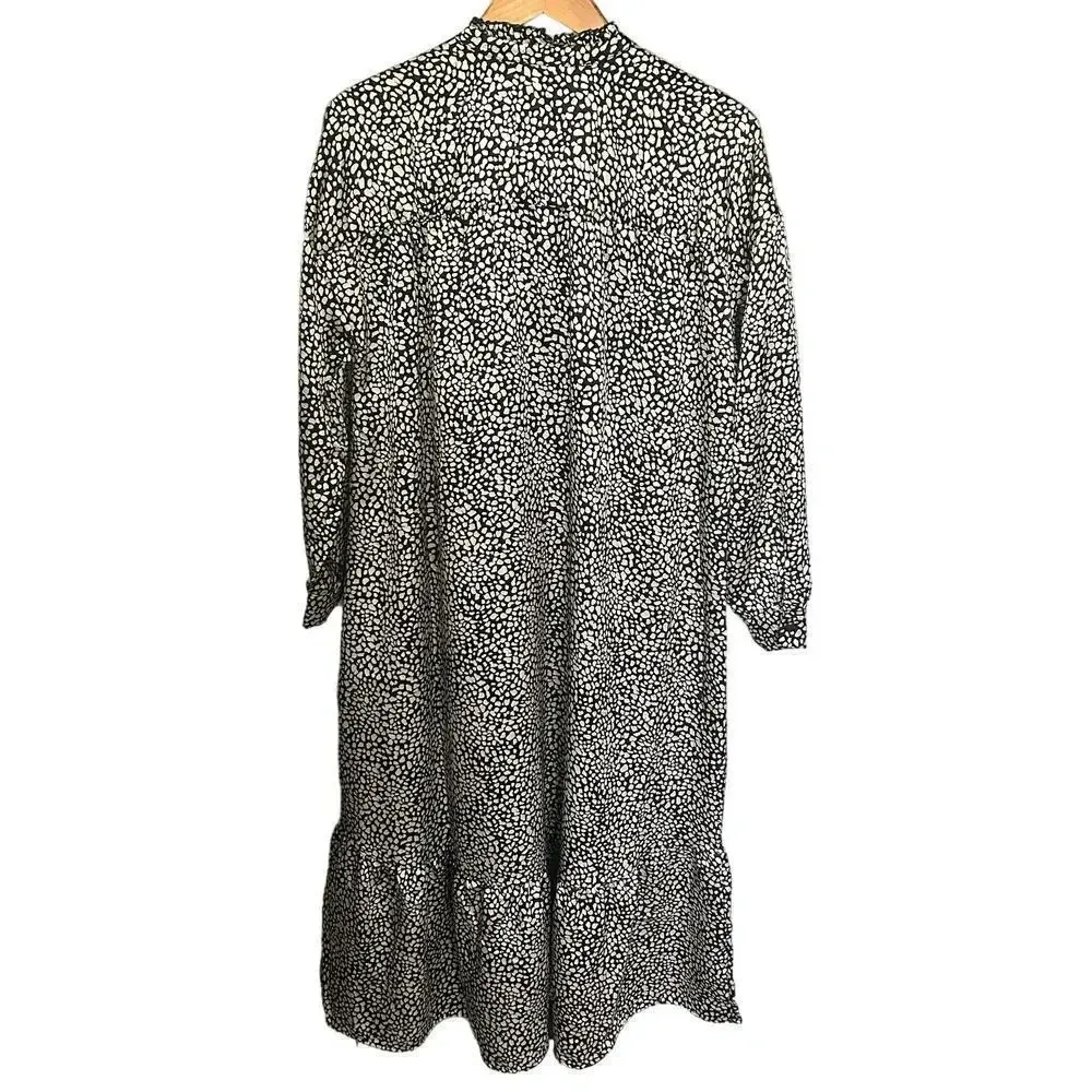 Mango Ruffle‎ Printed Dress Size 6 Ecru NWOT - Image 4