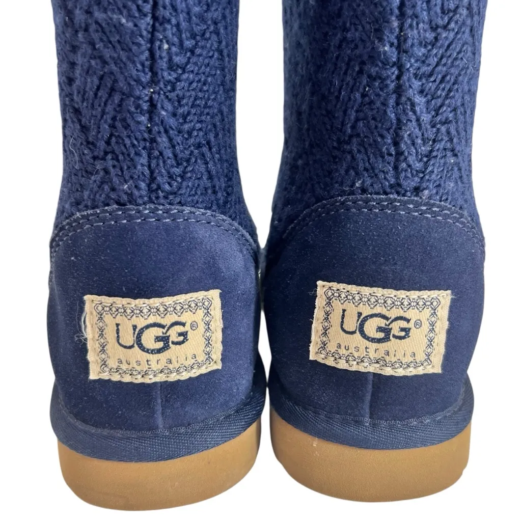 UGG Navy Cable Knit Sweater Boots - Image 9
