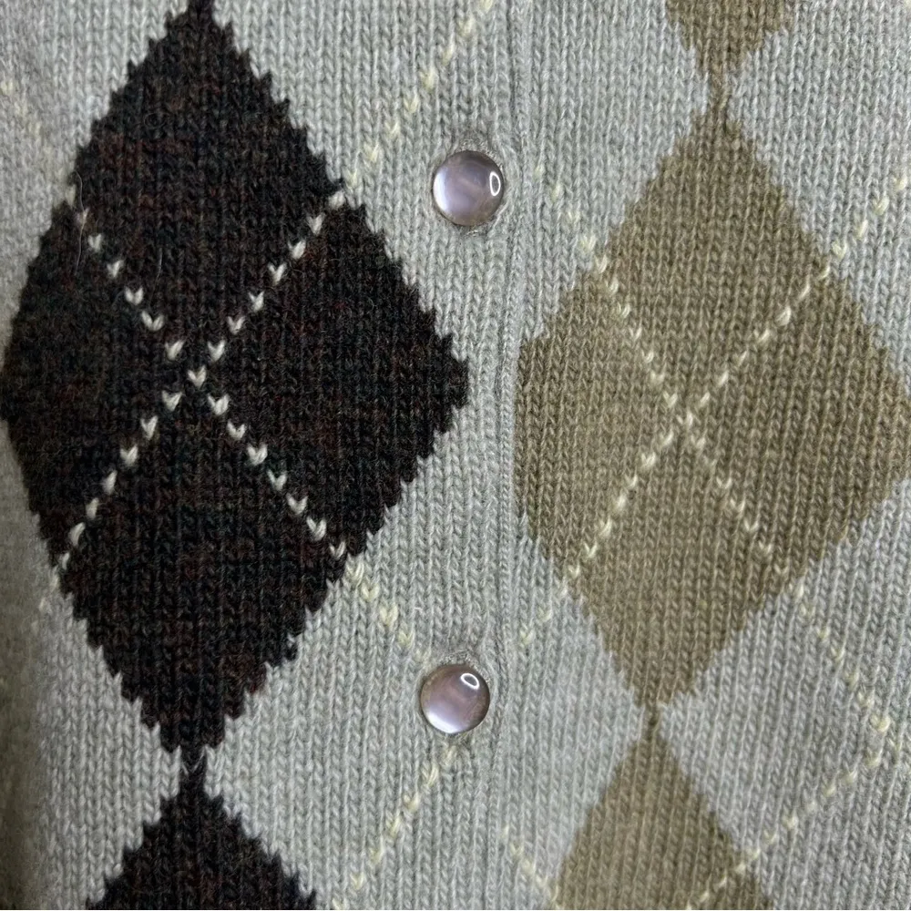 Van Heusen Lambswool Button Front Argyle Cardigan Sweater Women’s Small Academia - Image 2