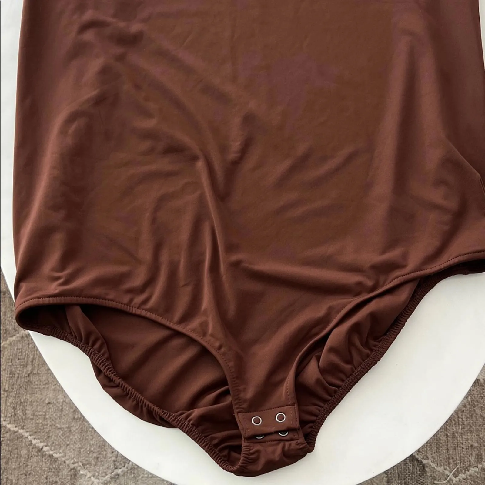 NWT Lane Bryant Fitted Double Layer Halter Bodysuit in Potting Soil Brown 22/24 - Image 7