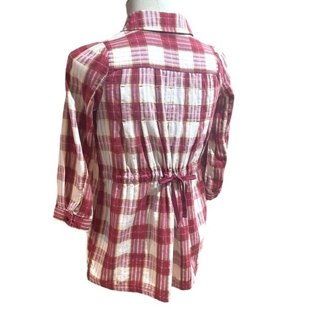 Free People Plaid Button Tunic Top Pockets 0 - Image 10