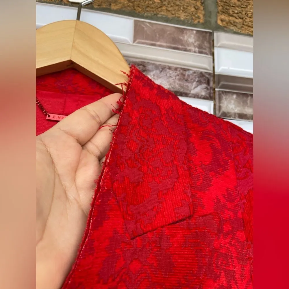 Givenchy Red Jacquard Double Breast Blazer Size 6" - Image 6