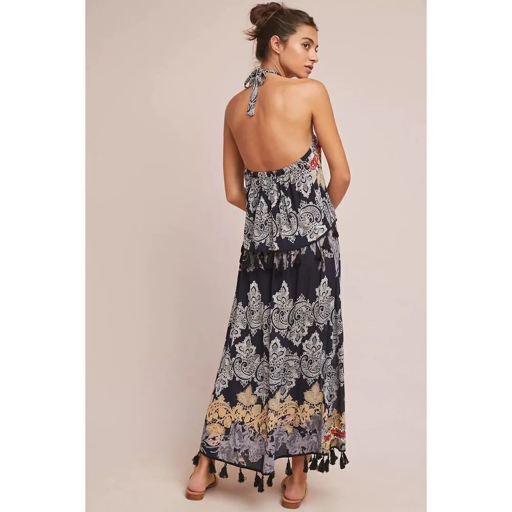 Anthropologie Raga Vanessa Cover Up Halter Dress Size Small NWT Tassel Trim - Image 3