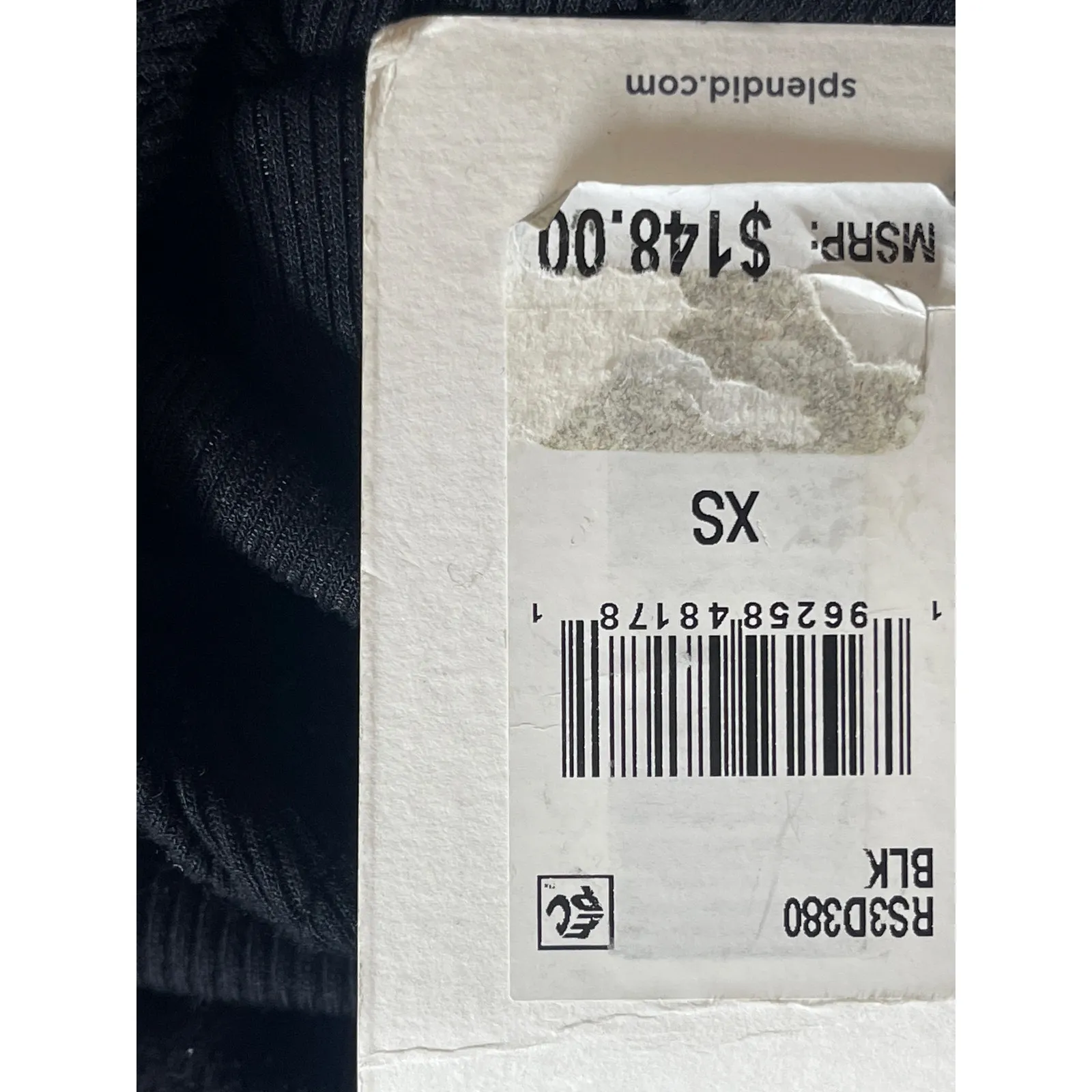 NEW Splendid Black Ribbed Short Sleeve Tie Waist Midi Bodycon T-Shirt Dress XS - Image 5