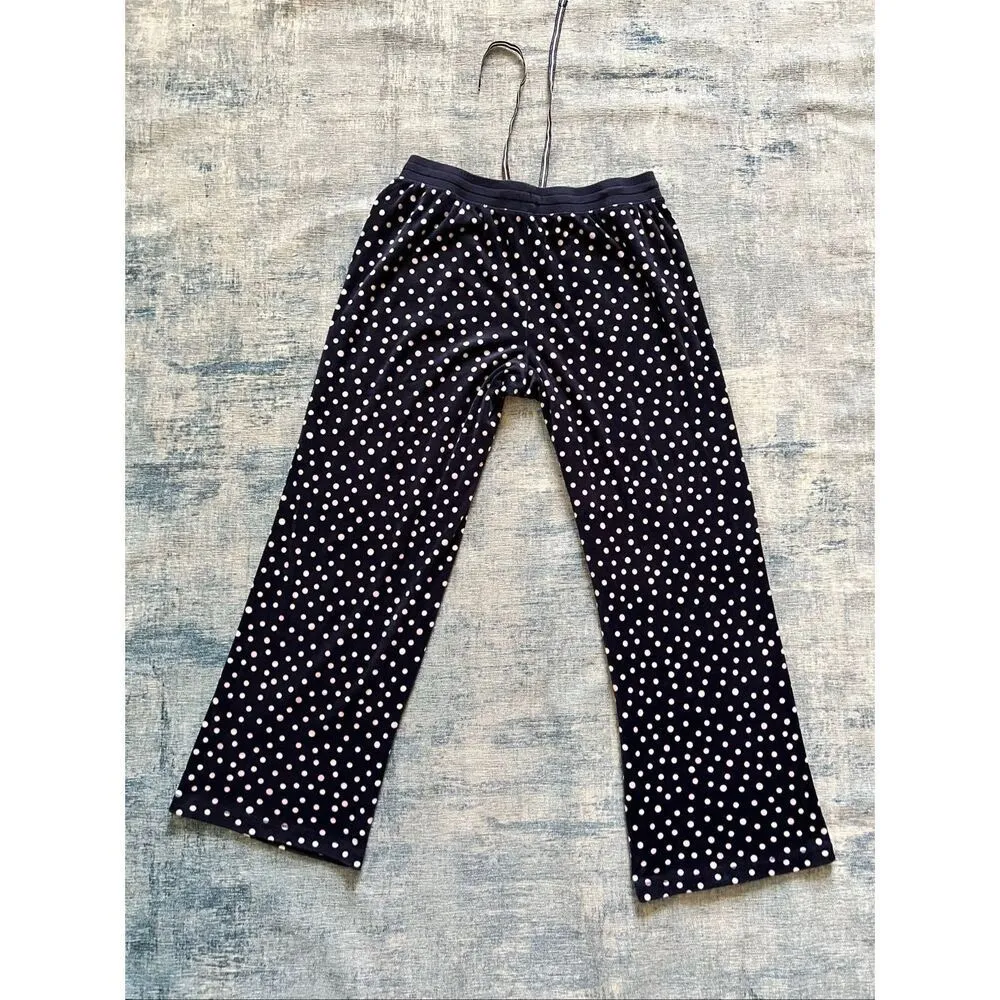 Nautica Navy Blue Polka Dot Plush Velour Pajama Set Women's Small - Image 4