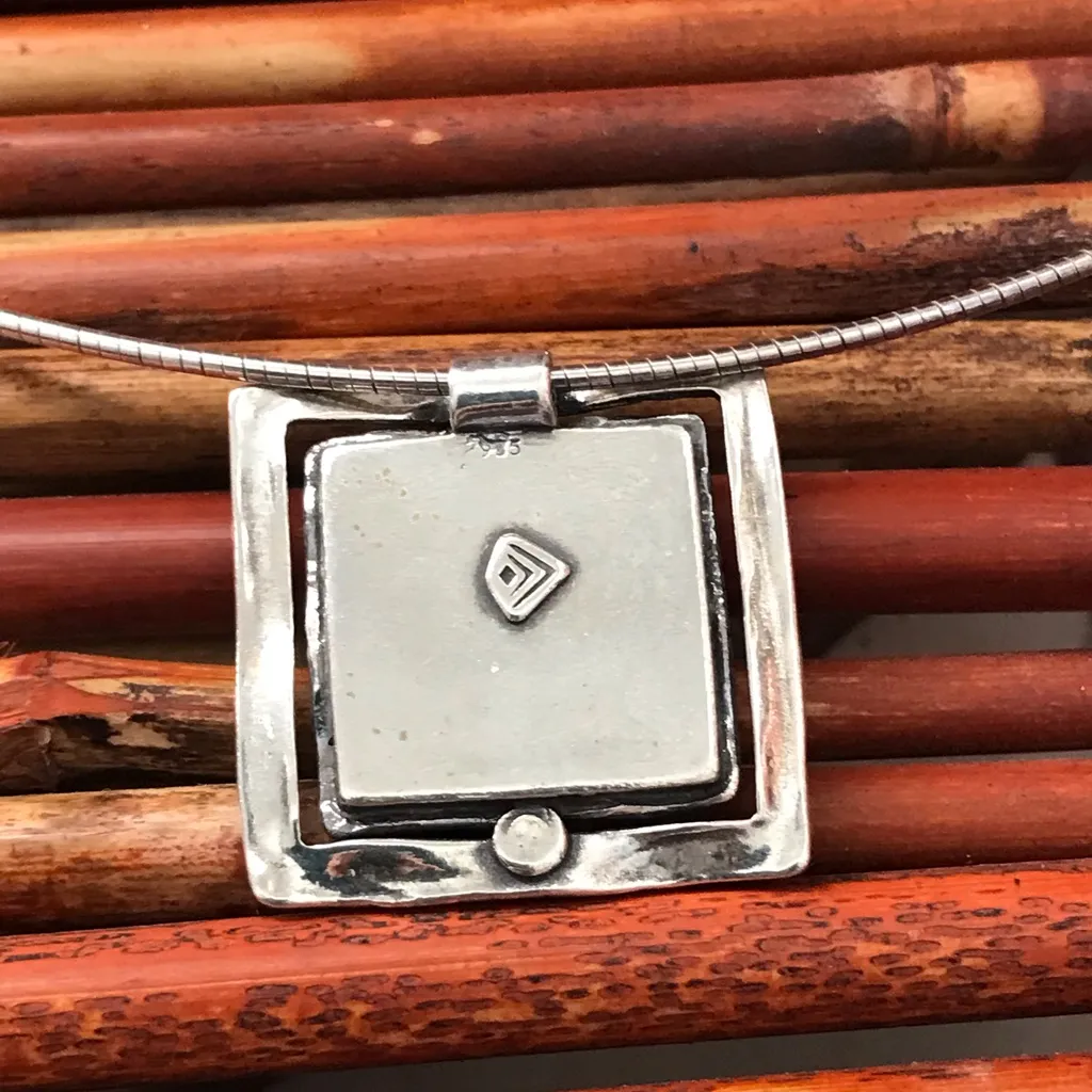 Silpada Sterling Silver Necklace Turquoise Square Pendant Slider - Image 6