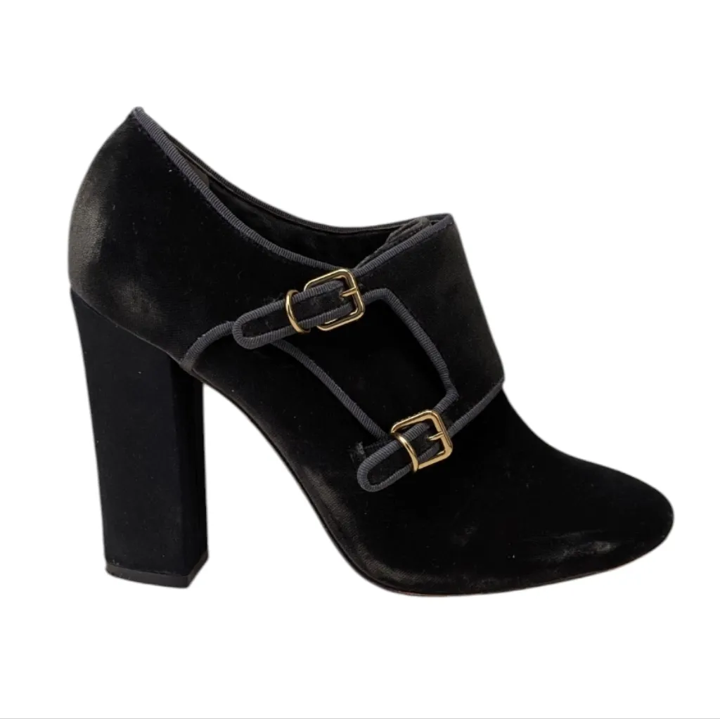 Tory Burch Carley Velvet Monk Strap Booties $395 Size 7.5M   S3984 - Image 4