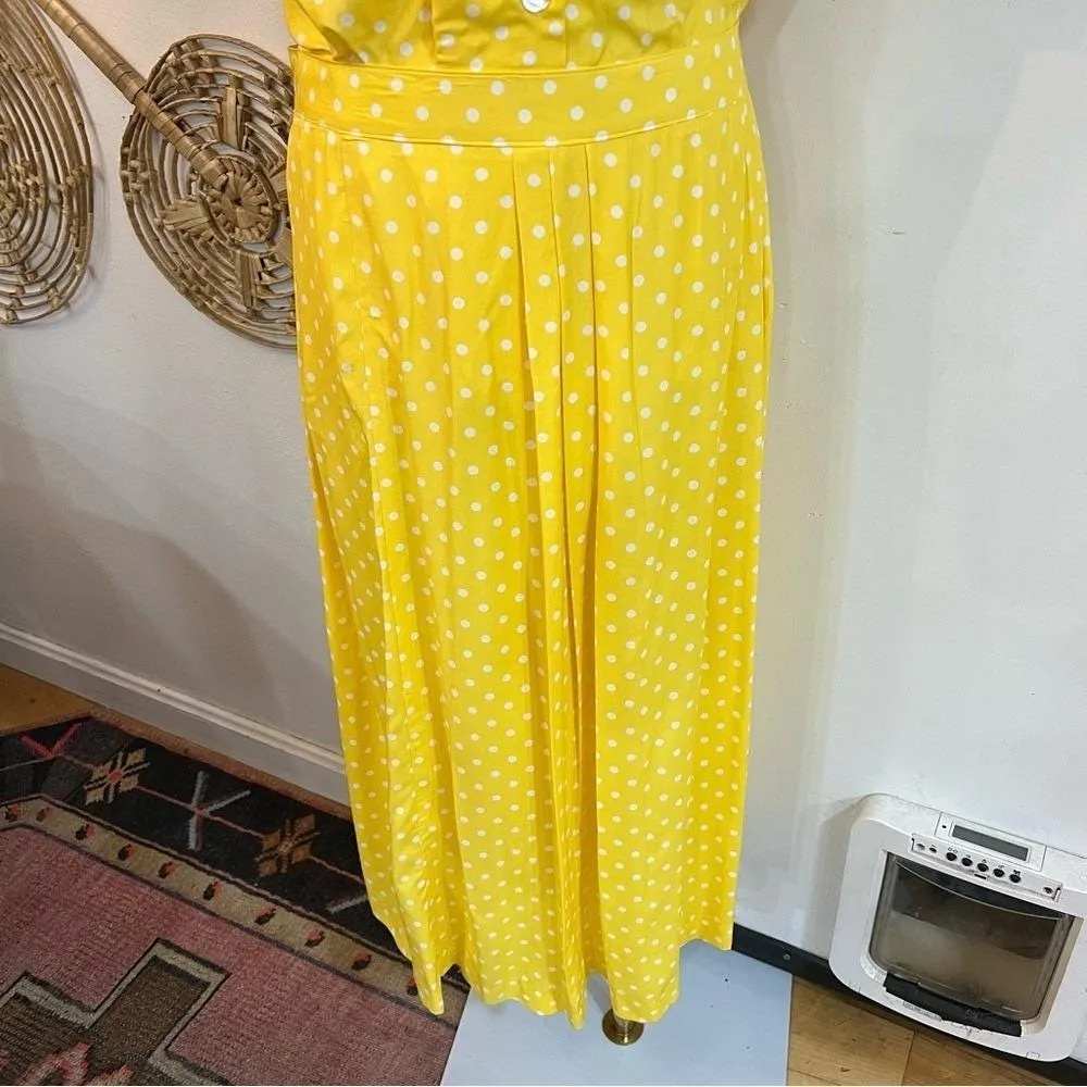 Vintage Carroll Reed Yellow Polka Dot Midi Skirt Set Retro Cottagecore Pinup 16 - Image 5