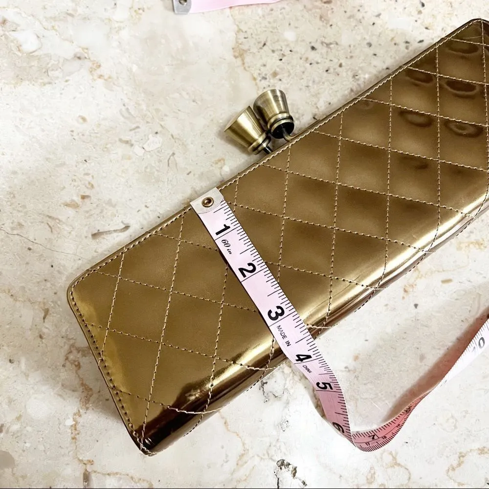 Sondra Roberts Metallic Quilted Bronze Gold Clutch - Image 6