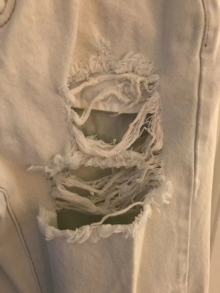 Distressed White Jeans - Image 4