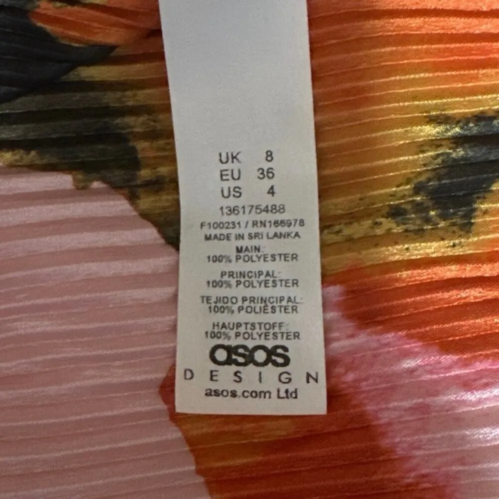 NEW ASOS Orange Floral Long Sleeve V-Neck Long Sleeve Blouson Maxi Dress Size 4 - Image 6