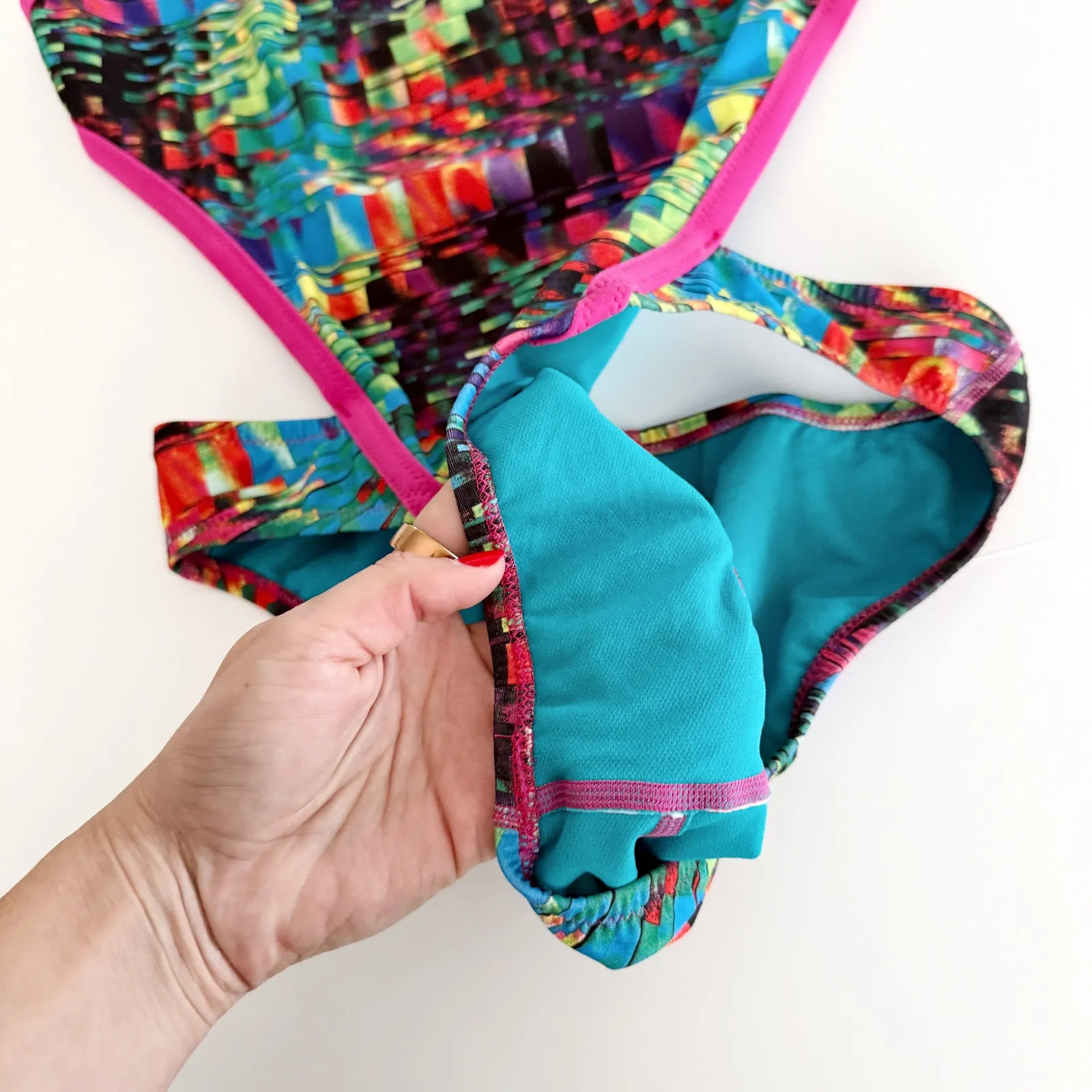 [Speedo] Endurance Lite Abstract Pixel Turnz Vee 2 One-Piece Swimsuit NWT Sz 38 - Image 13