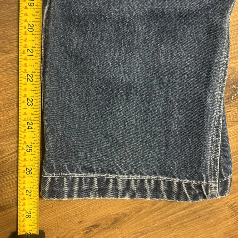 Vtg fubu 90s carpenter baggy cargo style denim jeans size 16 28” across - Image 9