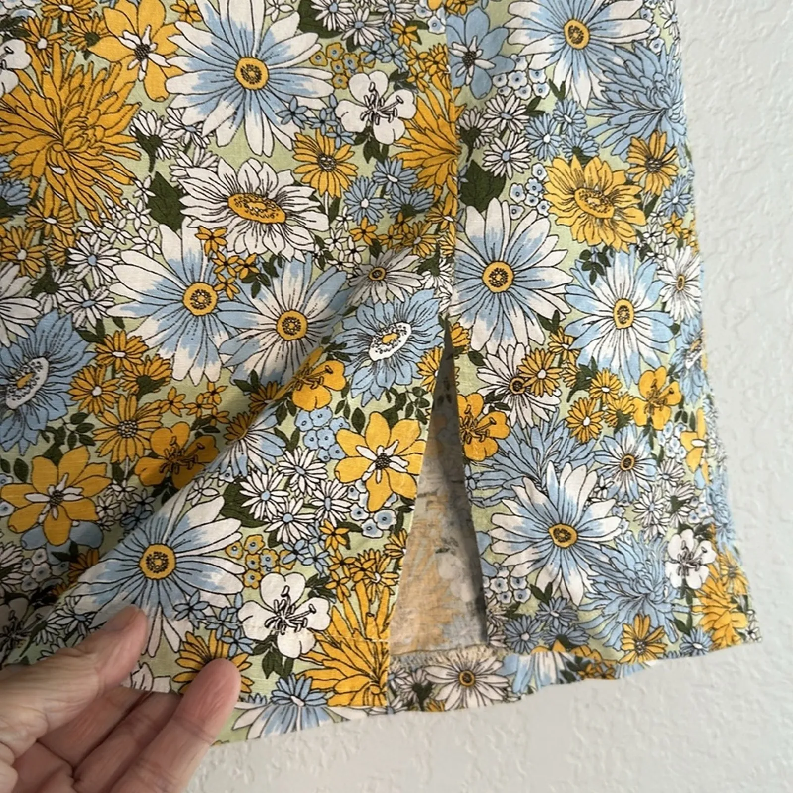 Urban Outfitters Flower Power 70s Daisy Mini Skirt Orange Yellow Festival Mod - Image 4