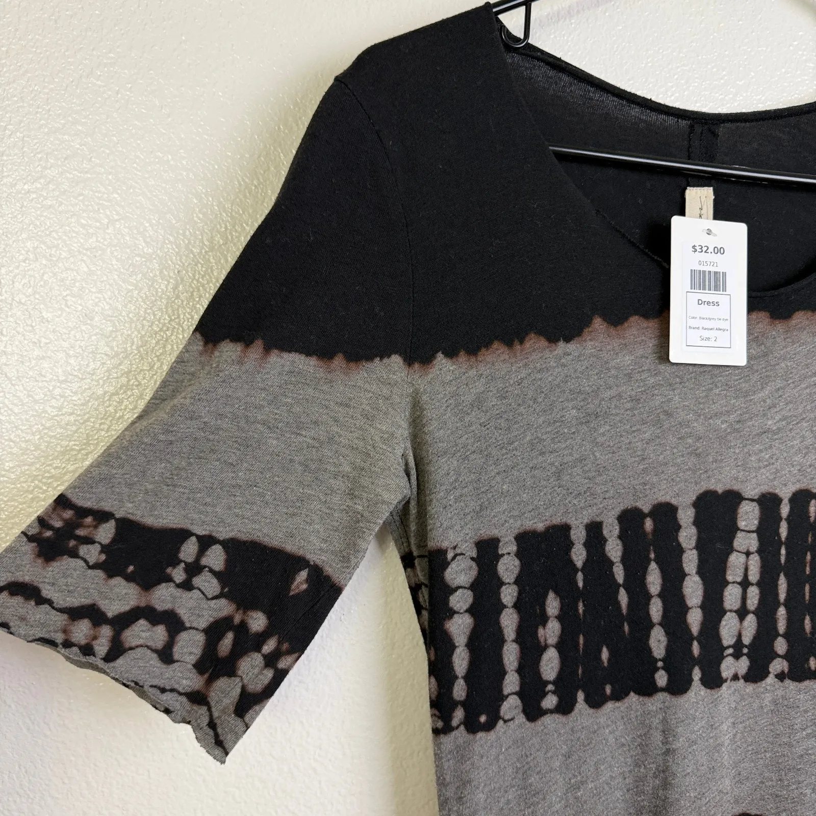 Allegra Raquel Basic Shirt Dress Womens Size 2 Tie Dye Black Grey Boho Hippie - Image 5