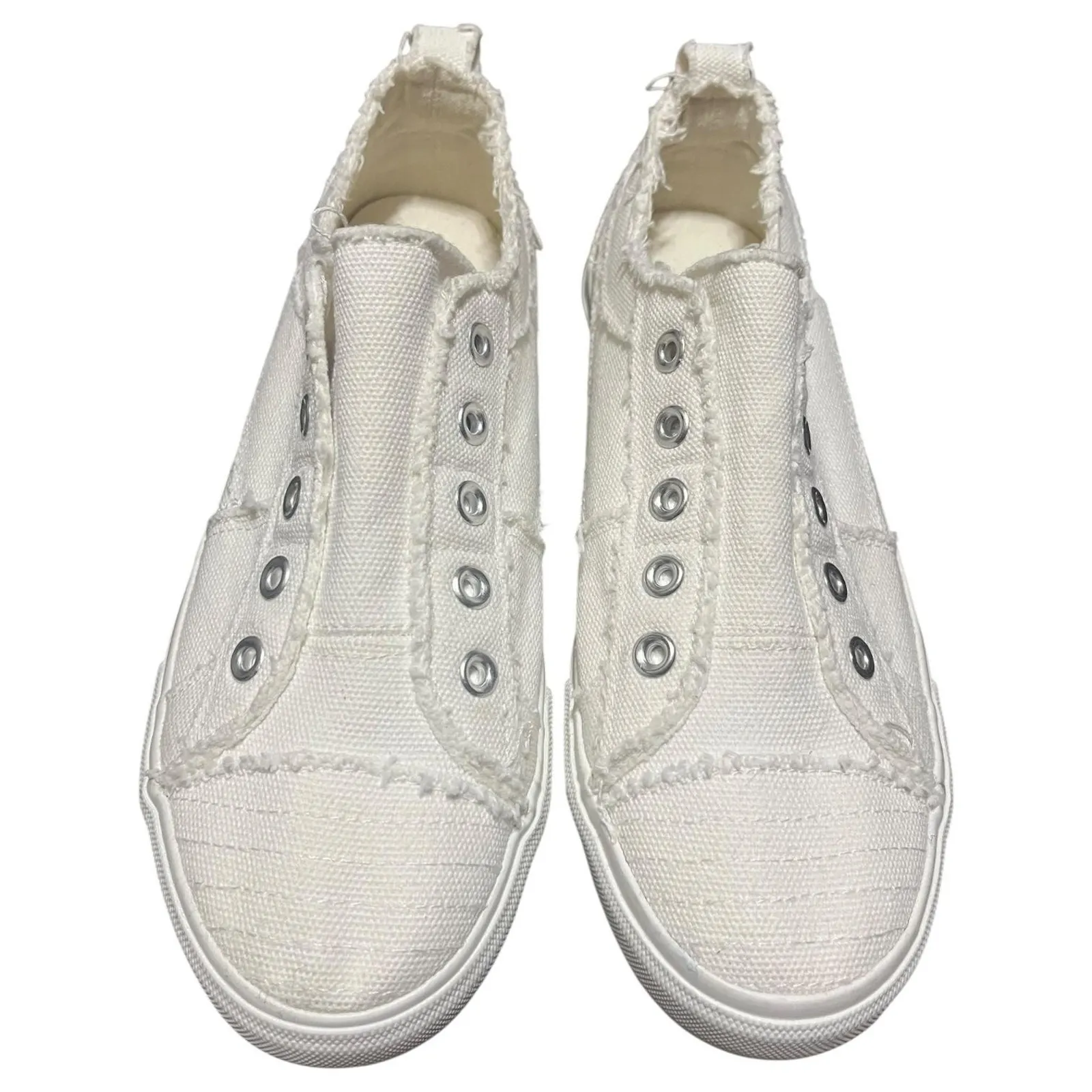 Corkys Babalu Shoes Womens 6 White Slip On Canvas Laceless Casual Sneakers Boho - Image 8