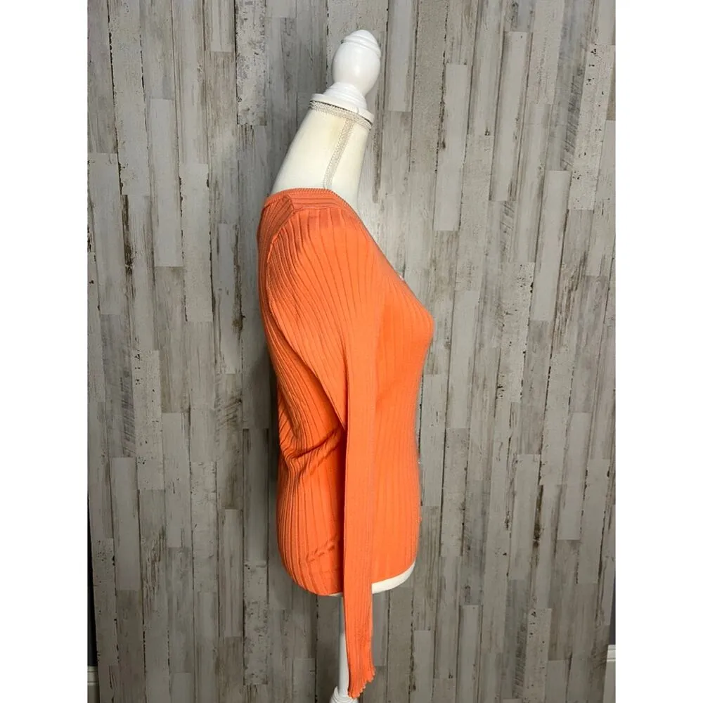 NWT‎ Frnch Paris Women's Orange Cardigan Sweater Medium Long Sleeve Casual - Image 6