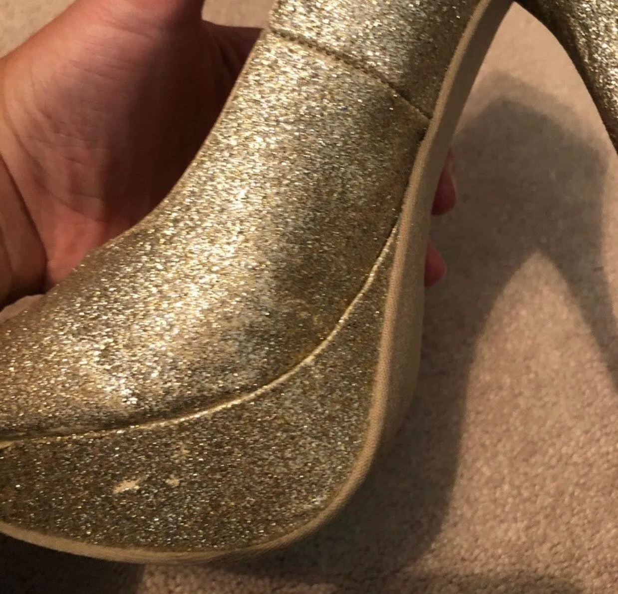 Deb Platform Shoes Gold Glitter Size 8.5 - Image 2