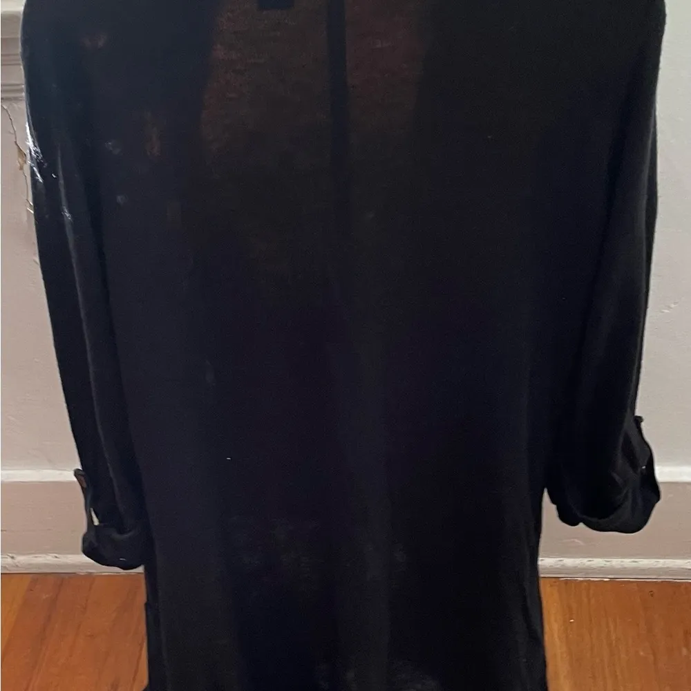 Chico’s black bamboo rayon open front cardigan with pockets, size 1 or M preppy - Image 7