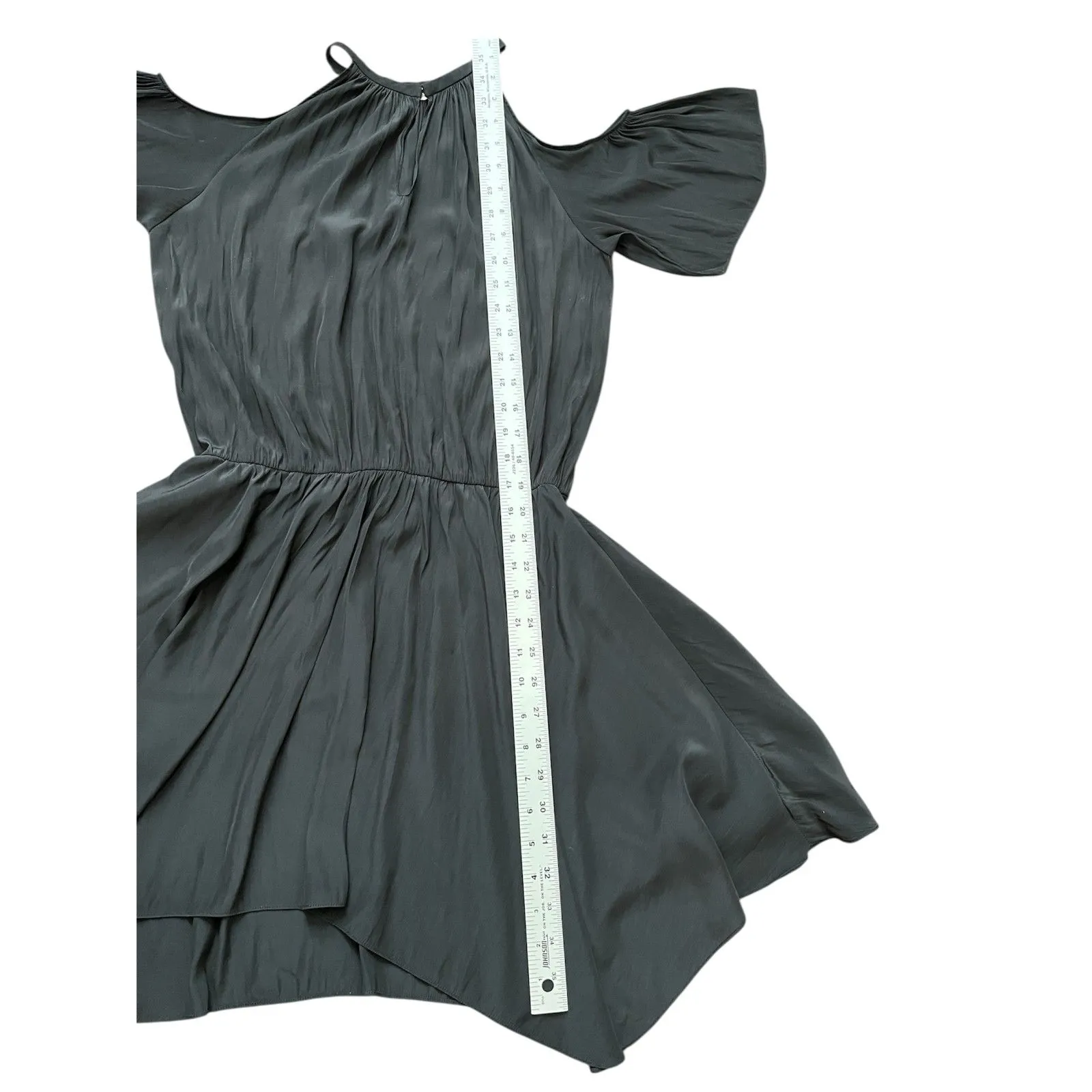 Ramy Brook Eileen Black Mini Dress Cold Shoulder Halter Neck Silky Medium - Image 9