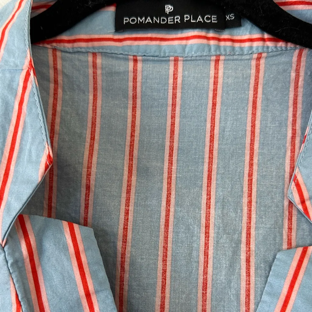 TUCKERNUCK Pomander Place Maxi Shirt Dress Size XS Minimalist Preppy Blue - Image 5