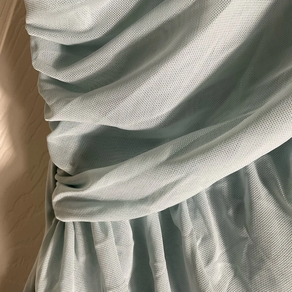 Zara Draped Asymmetrical Tulle Bodysuit in light blue Woman’s Size Medium - Image 14