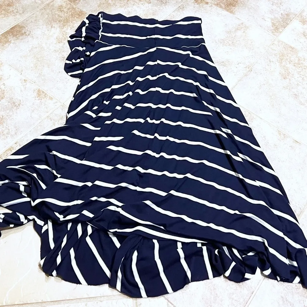 Elan 8 Way Convertible Multi Way Striped Jersey Dress Swim Coverup Blue White M - Image 8