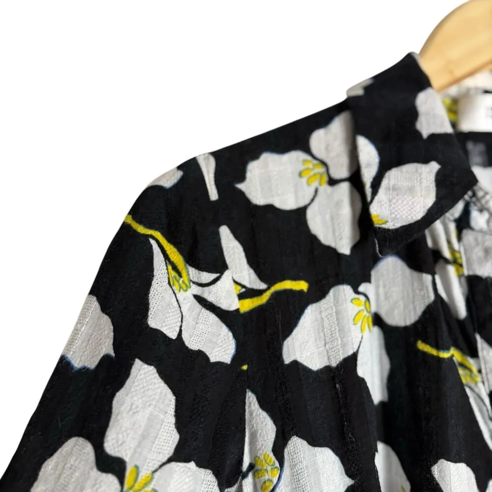 Diane von Furstenberg Beata Black Floral Print A-Line Short Sleeve Mini Dress XS - Image 9