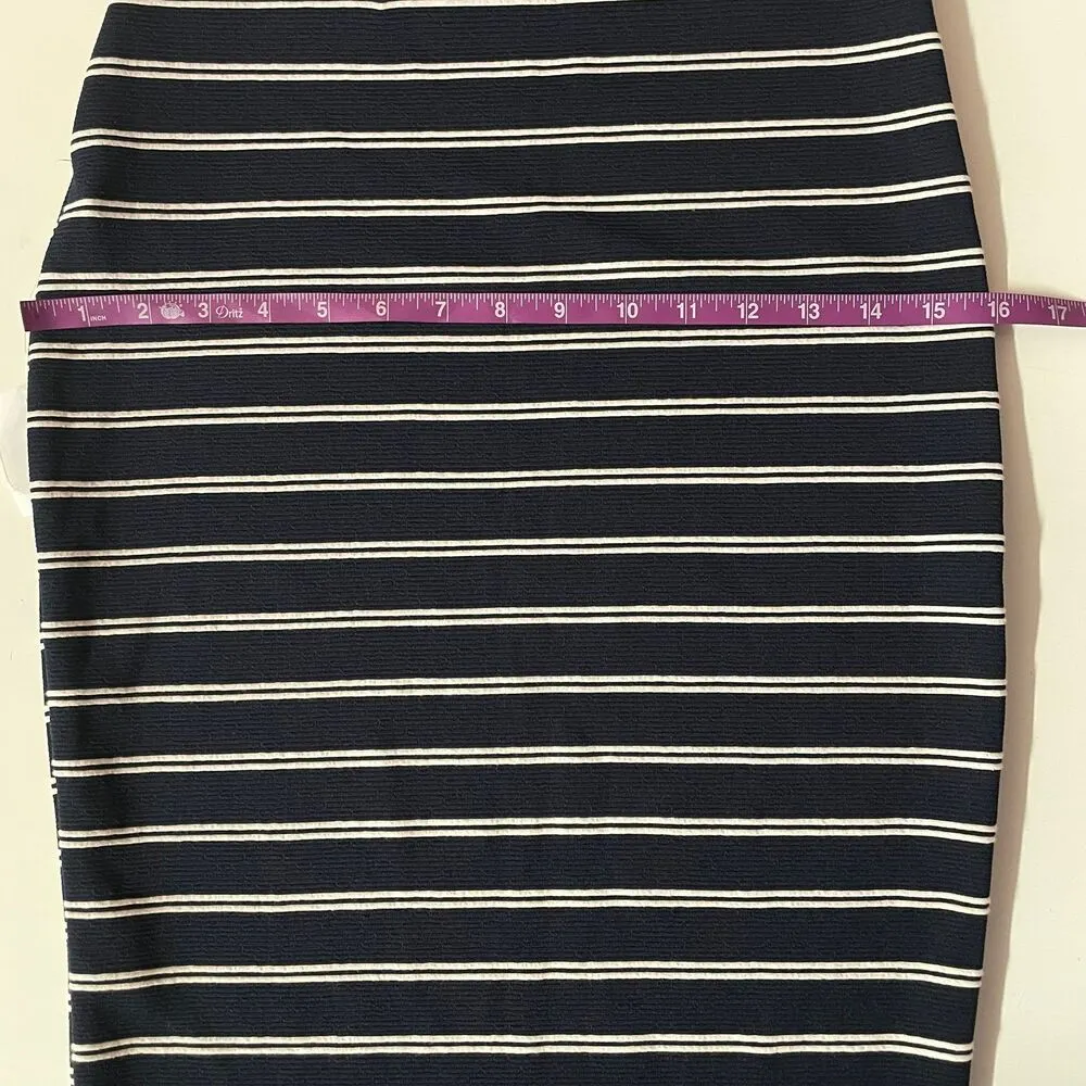 Charlotte Russe Dark Navy Double-Striped Knee Length Pencil Skirt NWT Size M - Image 8