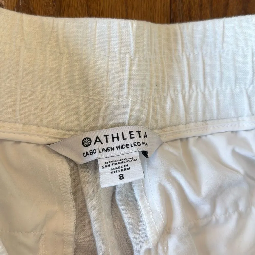 Athleta White Cabo Linen wide leg pant 8 - Image 6