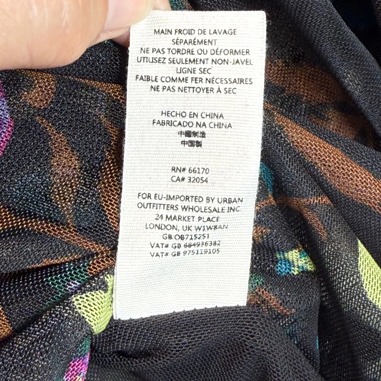 Free People Floral Blouse Sheer Ruffle Long Sleeve Top Black‎ XS - Image 8