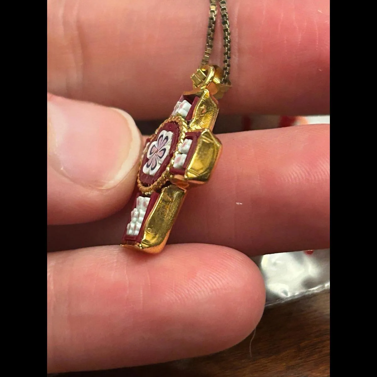 18 inch h16 4.16g cross pendant necklace 925 sterling silver gold tone - Image 3