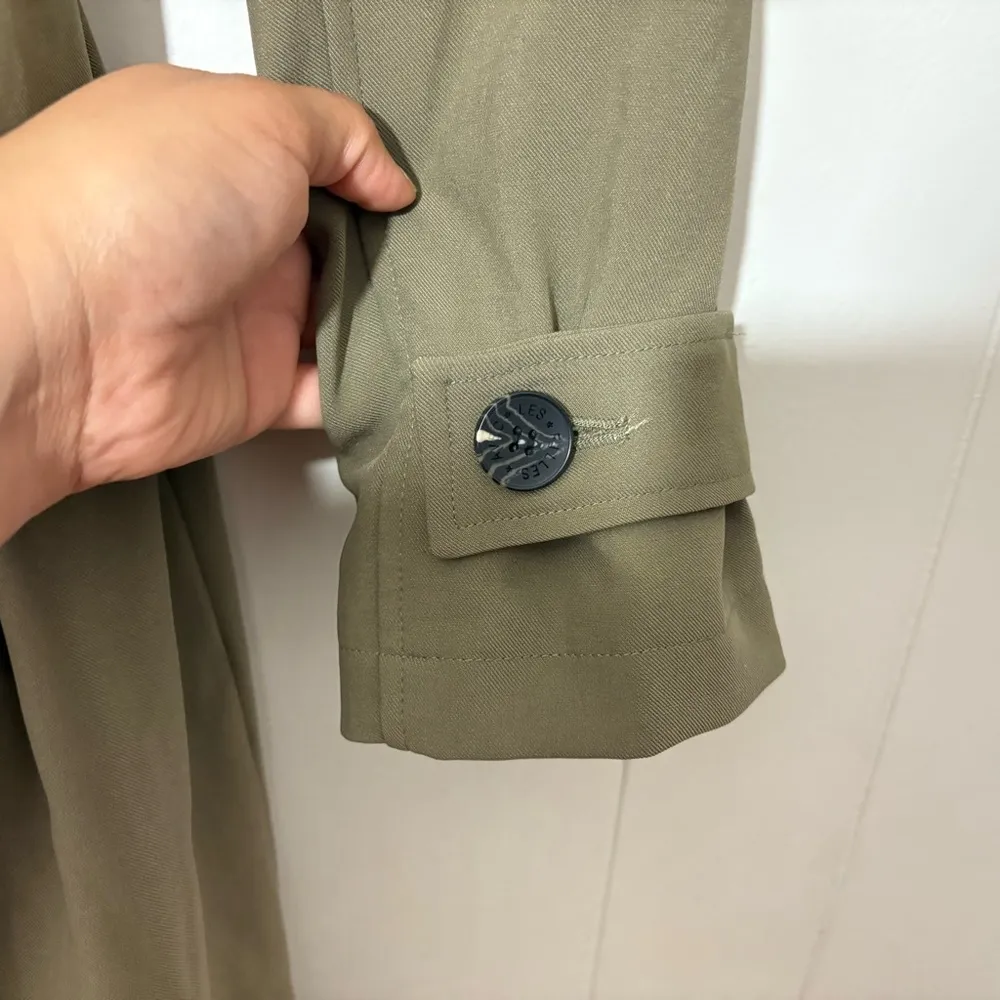 Avec Les Filles Stretch Crepe Double Breasted Trench Coat Olive Size XS - Image 12