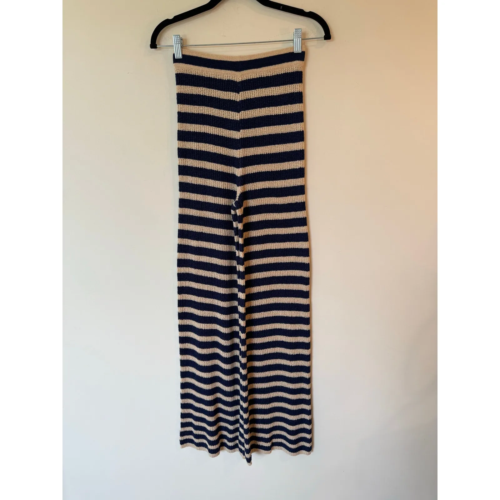 Anthropologie Flat White High Rise Wide Leg Pants Knitted Striped Blue Size XS - Image 2