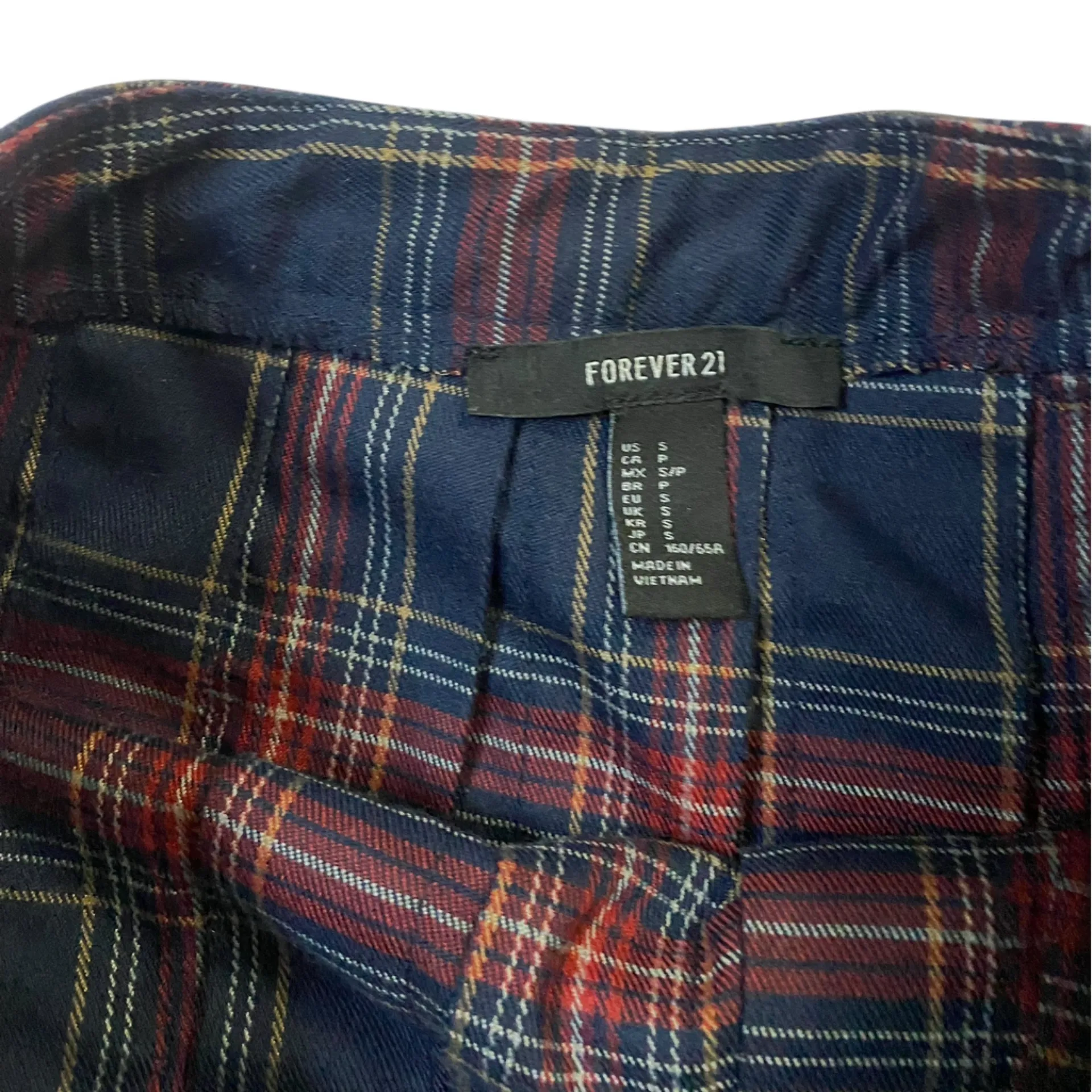 Forever 21 Navy and Red Plaid A-Line Skirt - Image 4