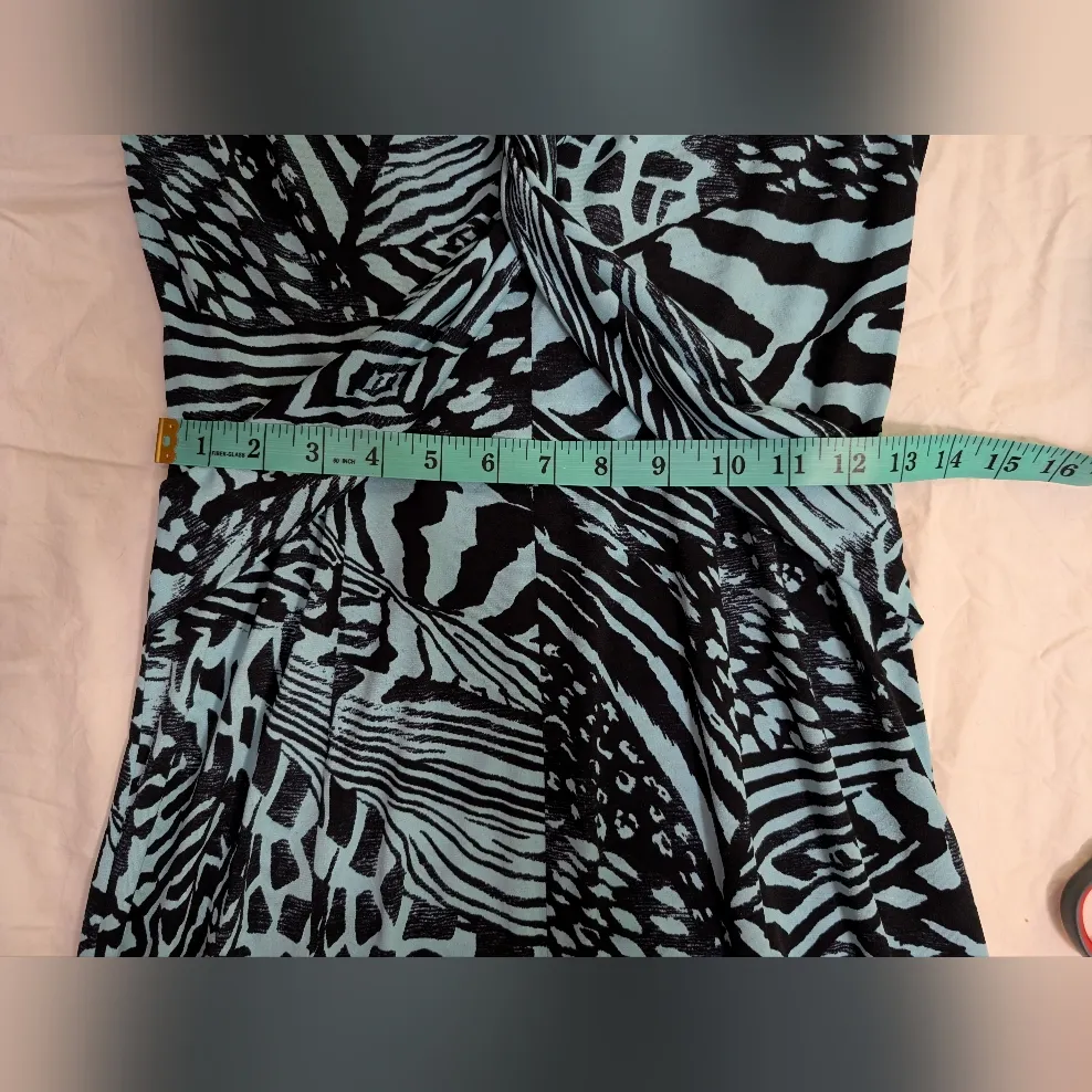 Joseph Ribkoff Abstract Geometric Sleeveless Dress W8 Teal/Black - Image 4